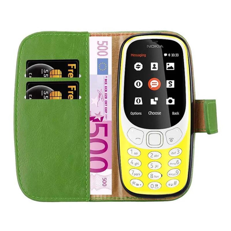 Cadorabo Hülle kompatibel mit Nokia 3310 2G Schutzhülle mit Magnetverschluss, Standfunktion und Kartenfach