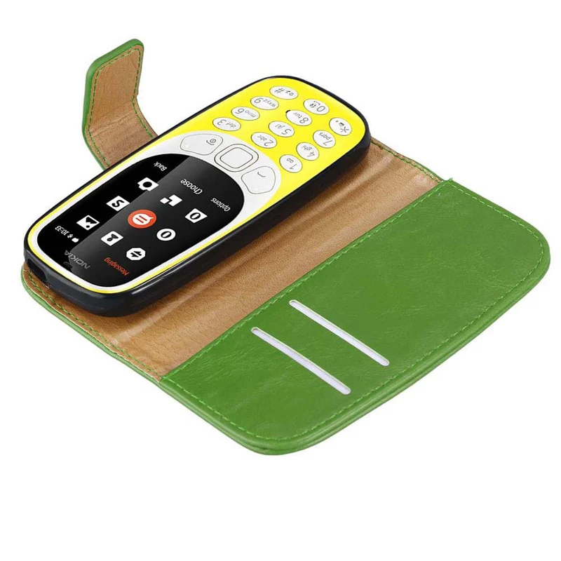 Cadorabo Hülle kompatibel mit Nokia 3310 2G Schutzhülle mit Magnetverschluss, Standfunktion und Kartenfach