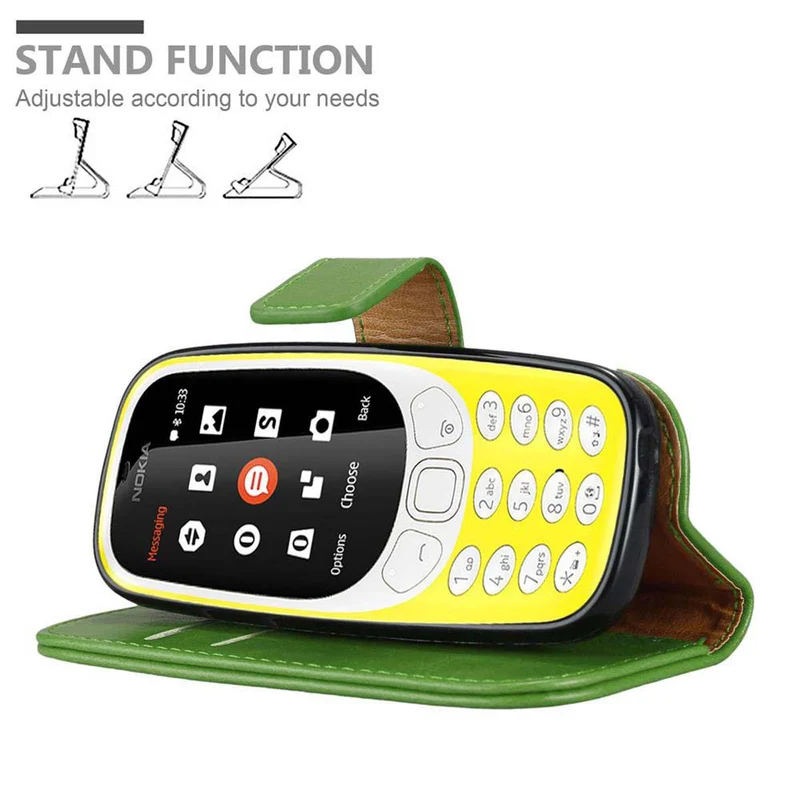 Cadorabo Hülle kompatibel mit Nokia 3310 2G Schutzhülle mit Magnetverschluss, Standfunktion und Kartenfach