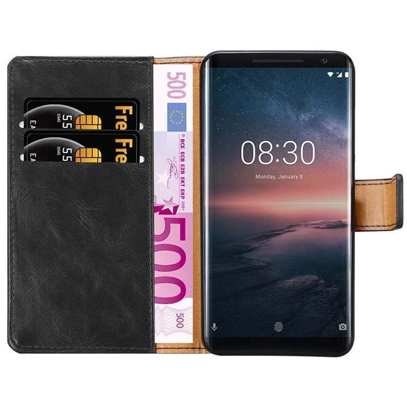 Cadorabo Hülle kompatibel mit Nokia 8 Sirocco Schutzhülle mit Magnetverschluss, Standfunktion und Kartenfach