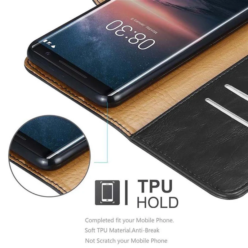 Cadorabo Hülle kompatibel mit Nokia 8 Sirocco Schutzhülle mit Magnetverschluss, Standfunktion und Kartenfach