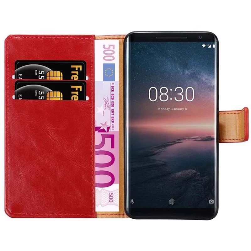 Cadorabo Hülle kompatibel mit Nokia 8 Sirocco Schutzhülle mit Magnetverschluss, Standfunktion und Kartenfach