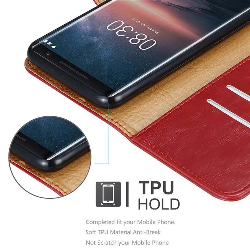 Cadorabo Hülle kompatibel mit Nokia 8 Sirocco Schutzhülle mit Magnetverschluss, Standfunktion und Kartenfach