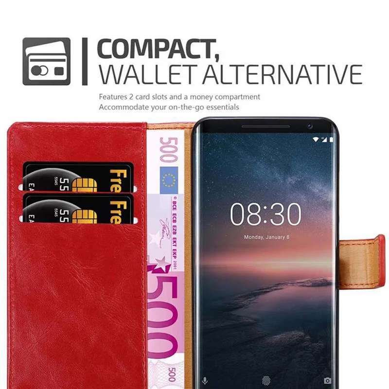 Cadorabo Hülle kompatibel mit Nokia 8 Sirocco Schutzhülle mit Magnetverschluss, Standfunktion und Kartenfach