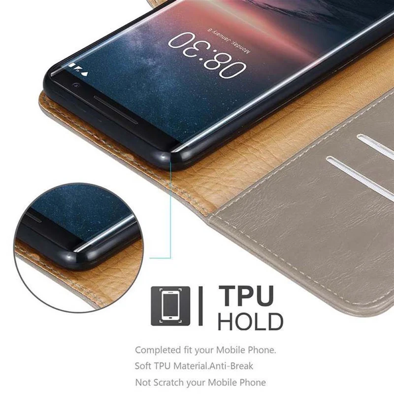 Cadorabo Hülle kompatibel mit Nokia 8 Sirocco Schutzhülle mit Magnetverschluss, Standfunktion und Kartenfach