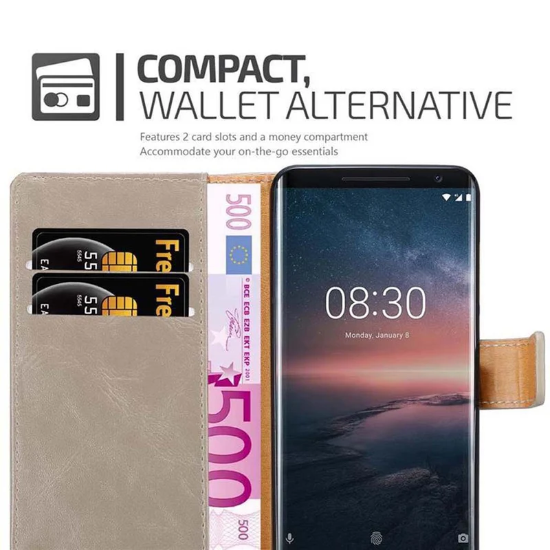 Cadorabo Hülle kompatibel mit Nokia 8 Sirocco Schutzhülle mit Magnetverschluss, Standfunktion und Kartenfach
