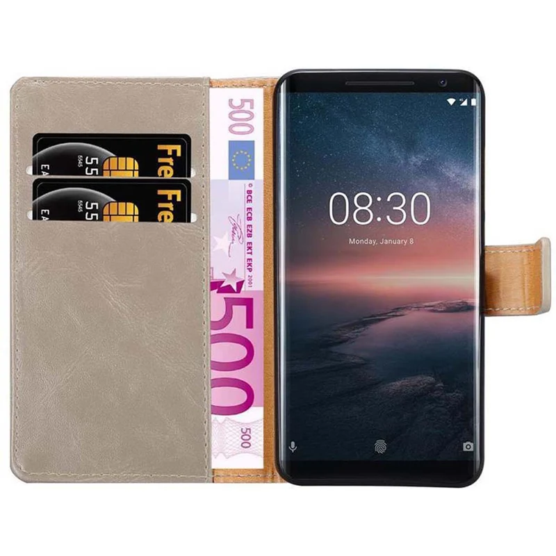 Cadorabo Hülle kompatibel mit Nokia 8 Sirocco Schutzhülle mit Magnetverschluss, Standfunktion und Kartenfach