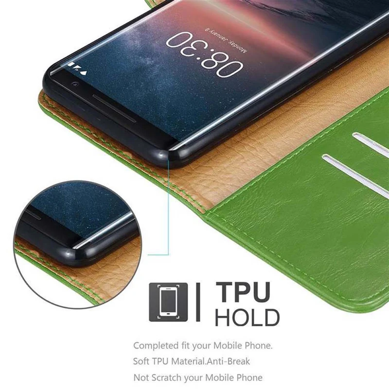 Cadorabo Hülle kompatibel mit Nokia 8 Sirocco Schutzhülle mit Magnetverschluss, Standfunktion und Kartenfach