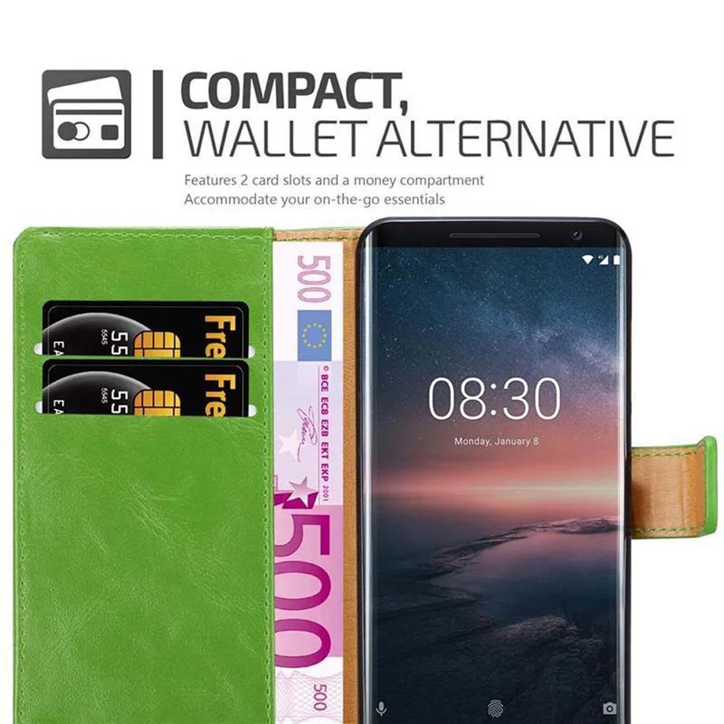 Cadorabo Hülle kompatibel mit Nokia 8 Sirocco Schutzhülle mit Magnetverschluss, Standfunktion und Kartenfach