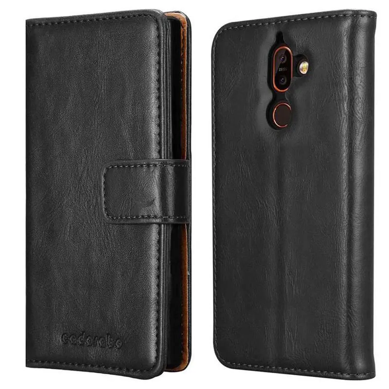 Cadorabo Hülle kompatibel mit Nokia 7 PLUS Schutzhülle mit Magnetverschluss, Standfunktion und Kartenfach