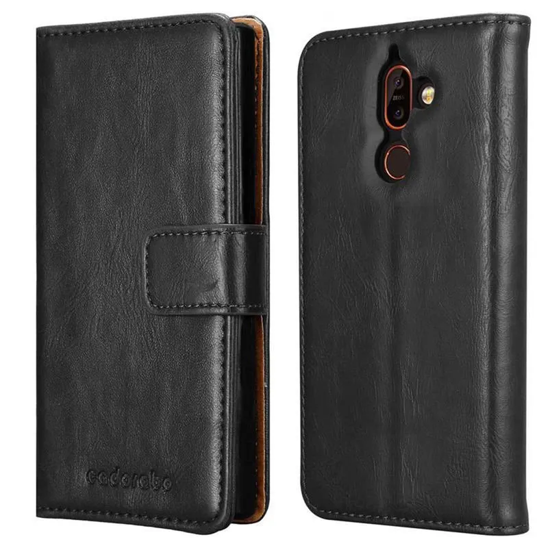 Cadorabo Hülle kompatibel mit Nokia 7 PLUS Schutzhülle mit Magnetverschluss, Standfunktion und Kartenfach