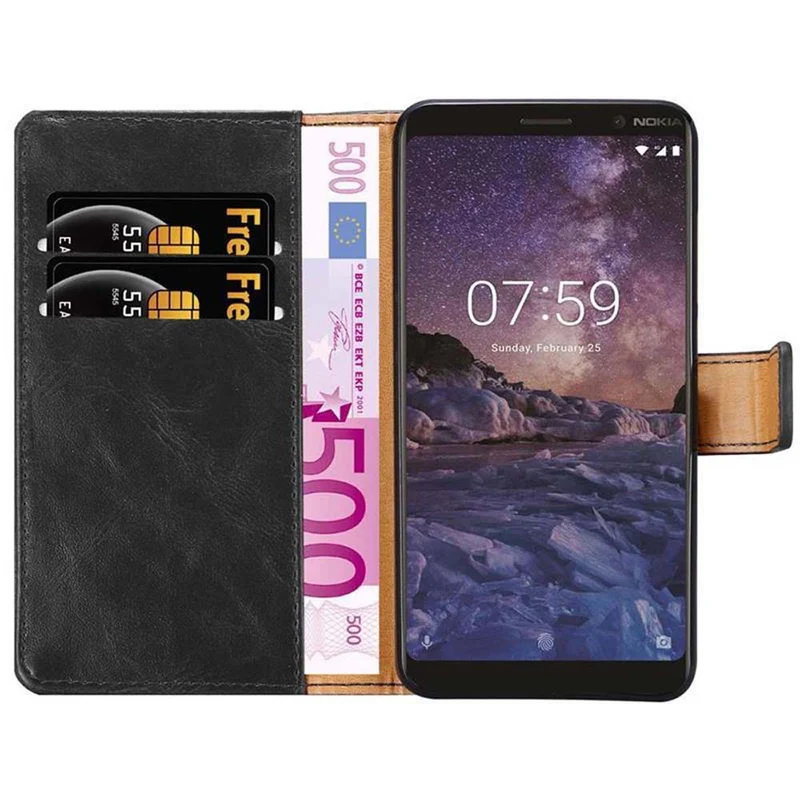 Cadorabo Hülle kompatibel mit Nokia 7 PLUS Schutzhülle mit Magnetverschluss, Standfunktion und Kartenfach
