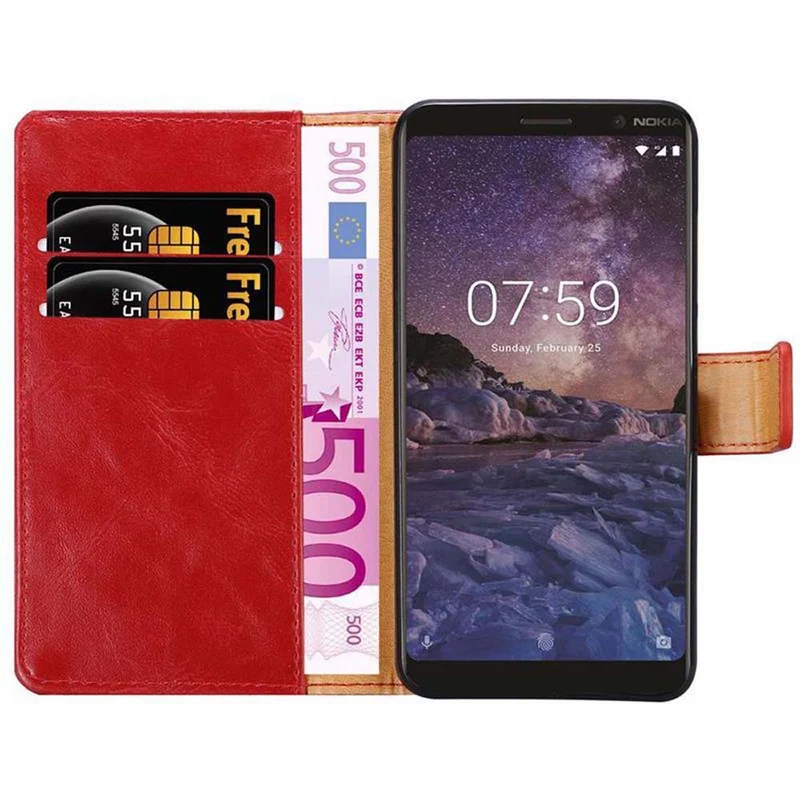 Cadorabo Hülle kompatibel mit Nokia 7 PLUS Schutzhülle mit Magnetverschluss, Standfunktion und Kartenfach