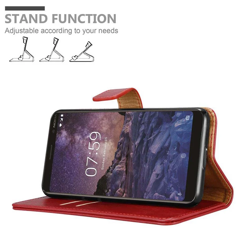 Cadorabo Hülle kompatibel mit Nokia 7 PLUS Schutzhülle mit Magnetverschluss, Standfunktion und Kartenfach