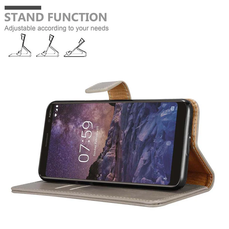 Cadorabo Hülle kompatibel mit Nokia 7 PLUS Schutzhülle mit Magnetverschluss, Standfunktion und Kartenfach
