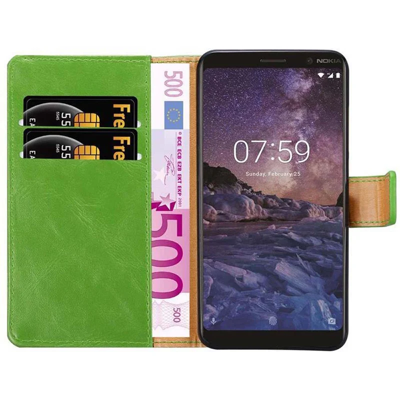 Cadorabo Hülle kompatibel mit Nokia 7 PLUS Schutzhülle mit Magnetverschluss, Standfunktion und Kartenfach