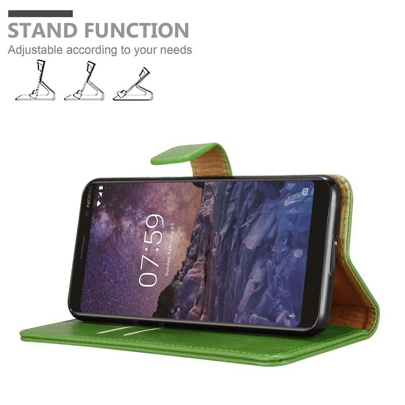 Cadorabo Hülle kompatibel mit Nokia 7 PLUS Schutzhülle mit Magnetverschluss, Standfunktion und Kartenfach