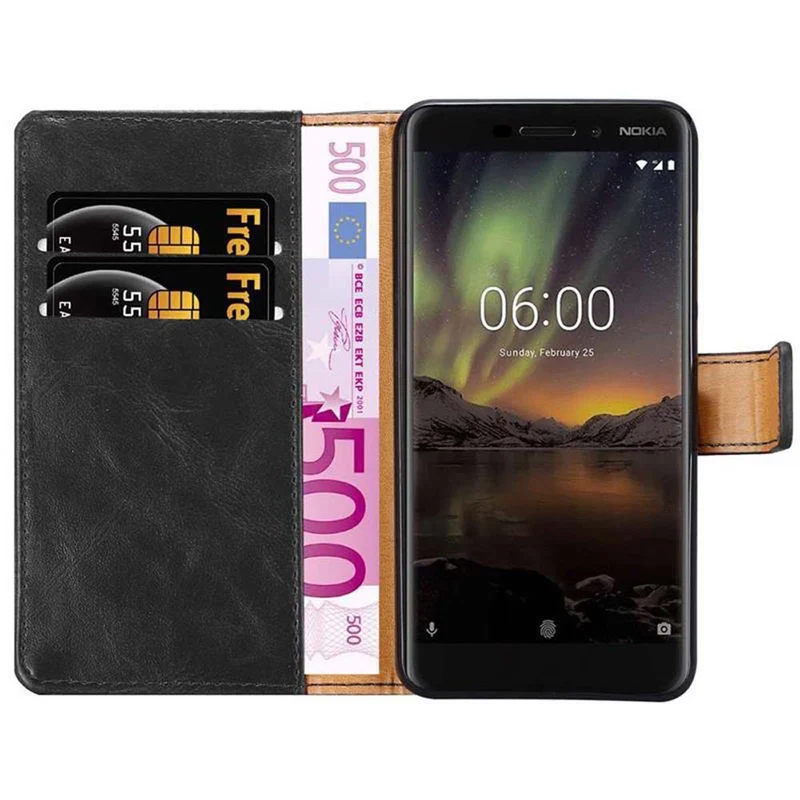Cadorabo Hülle kompatibel mit Nokia 6,1 Schutzhülle mit Magnetverschluss, Standfunktion und Kartenfach