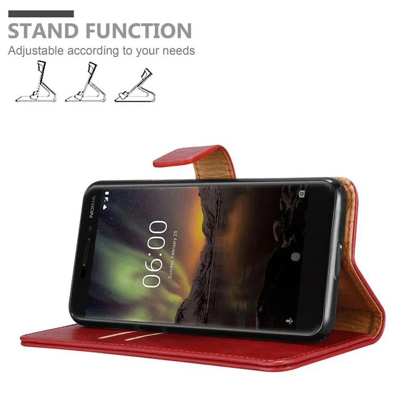 Cadorabo Hülle kompatibel mit Nokia 6,1 Schutzhülle mit Magnetverschluss, Standfunktion und Kartenfach