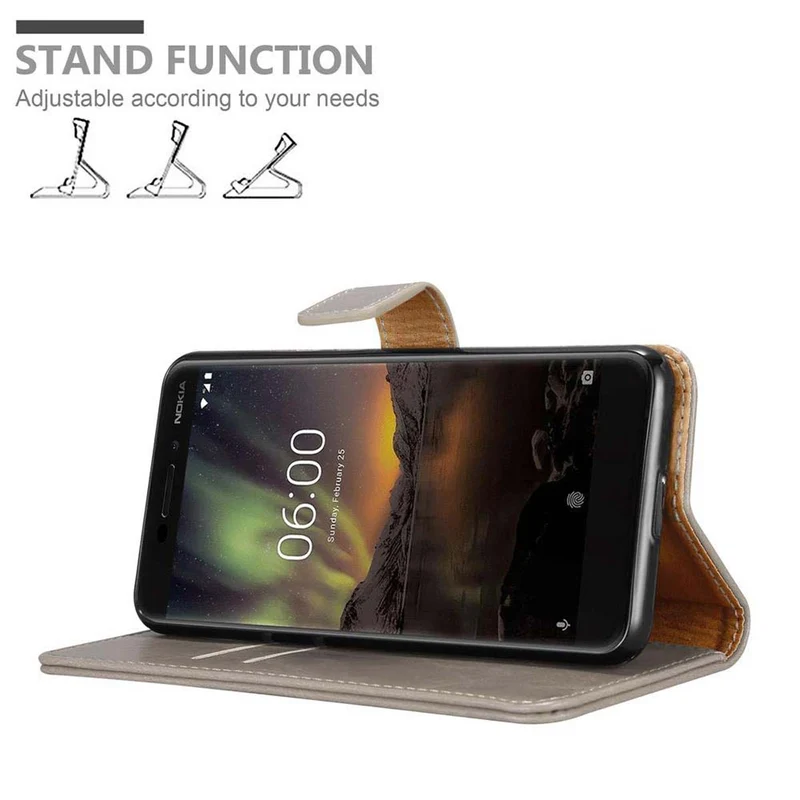 Cadorabo Hülle kompatibel mit Nokia 6,1 Schutzhülle mit Magnetverschluss, Standfunktion und Kartenfach