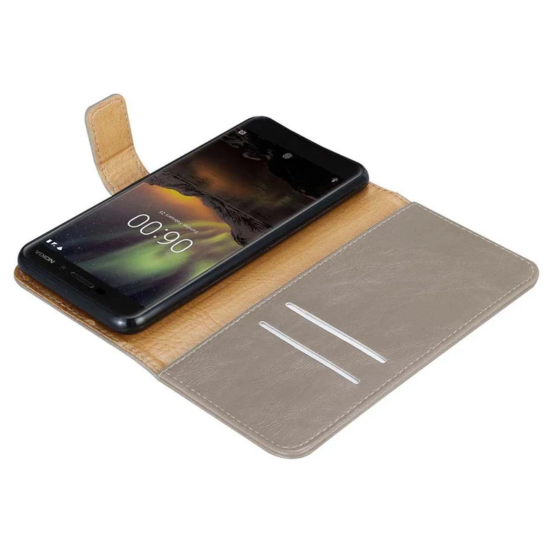 Cadorabo Hülle kompatibel mit Nokia 6,1 Schutzhülle mit Magnetverschluss, Standfunktion und Kartenfach