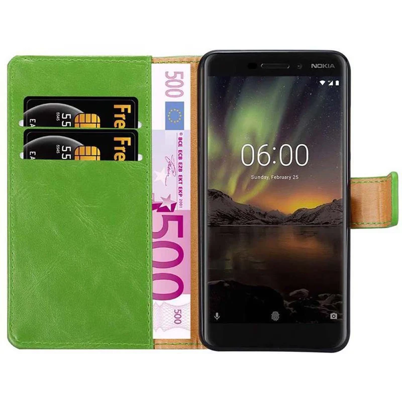 Cadorabo Hülle kompatibel mit Nokia 6,1 Schutzhülle mit Magnetverschluss, Standfunktion und Kartenfach