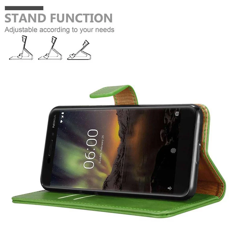 Cadorabo Hülle kompatibel mit Nokia 6,1 Schutzhülle mit Magnetverschluss, Standfunktion und Kartenfach
