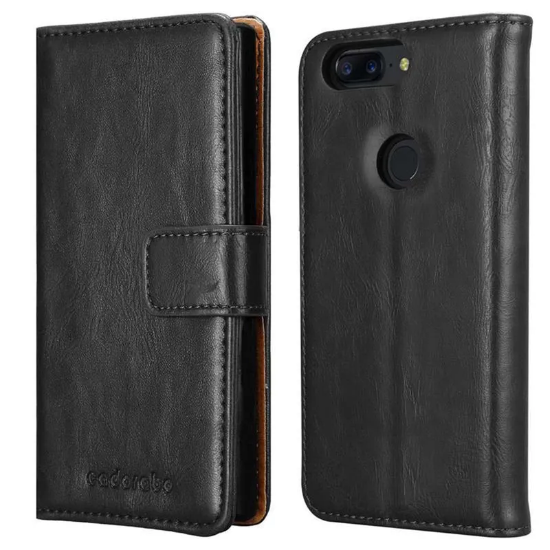 Cadorabo Hülle kompatibel mit OnePlus 5T Schutzhülle mit Magnetverschluss, Standfunktion und Kartenfach