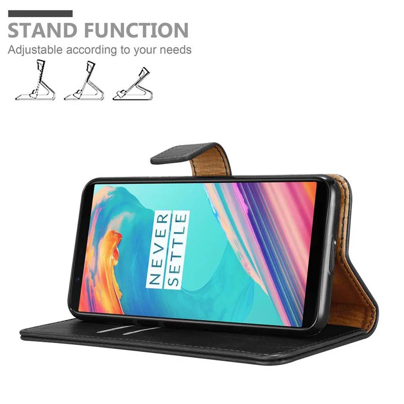 Cadorabo Hülle kompatibel mit OnePlus 5T Schutzhülle mit Magnetverschluss, Standfunktion und Kartenfach