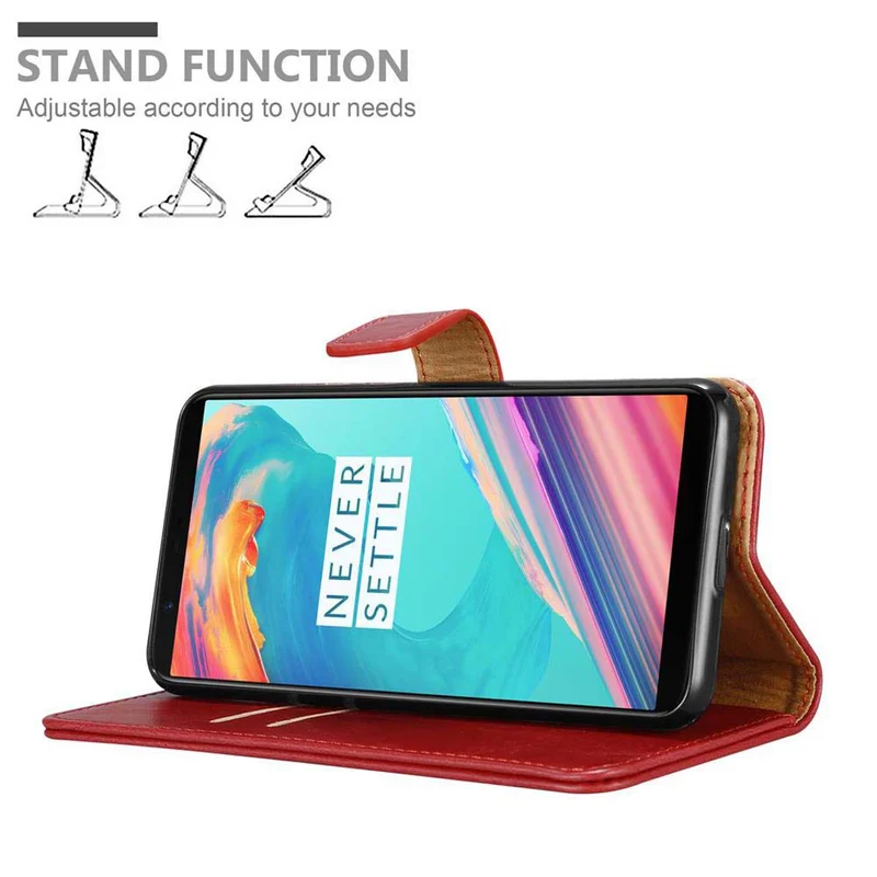 Cadorabo Hülle kompatibel mit OnePlus 5T Schutzhülle mit Magnetverschluss, Standfunktion und Kartenfach