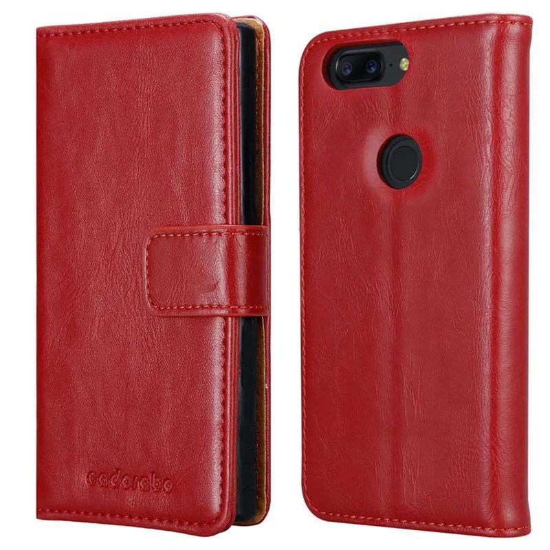 Cadorabo Hülle kompatibel mit OnePlus 5T Schutzhülle mit Magnetverschluss, Standfunktion und Kartenfach