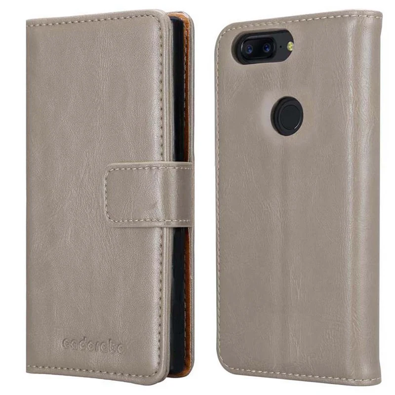 Cadorabo Hülle kompatibel mit OnePlus 5T Schutzhülle mit Magnetverschluss, Standfunktion und Kartenfach