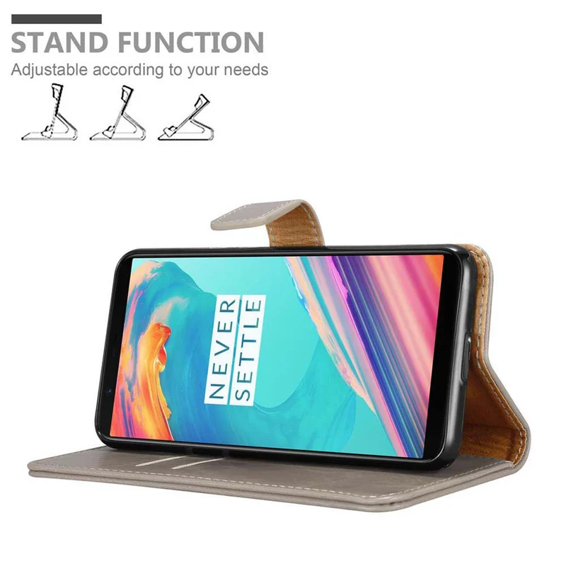 Cadorabo Hülle kompatibel mit OnePlus 5T Schutzhülle mit Magnetverschluss, Standfunktion und Kartenfach