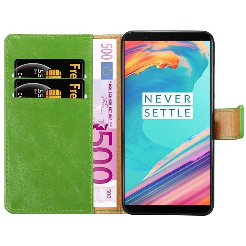 Cadorabo Hülle kompatibel mit OnePlus 5T Schutzhülle mit Magnetverschluss, Standfunktion und Kartenfach