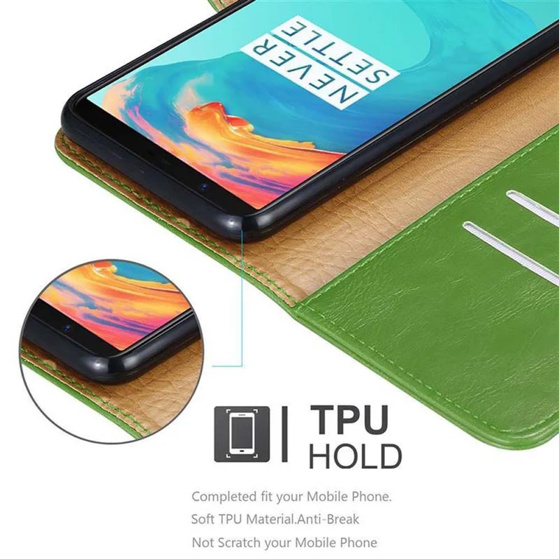 Cadorabo Hülle kompatibel mit OnePlus 5T Schutzhülle mit Magnetverschluss, Standfunktion und Kartenfach