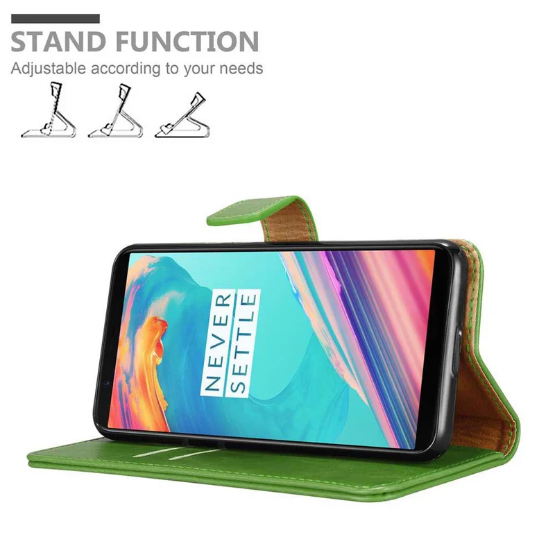 Cadorabo Hülle kompatibel mit OnePlus 5T Schutzhülle mit Magnetverschluss, Standfunktion und Kartenfach