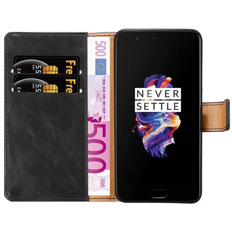 Cadorabo Hülle kompatibel mit OnePlus 5 Schutzhülle mit Magnetverschluss, Standfunktion und Kartenfach