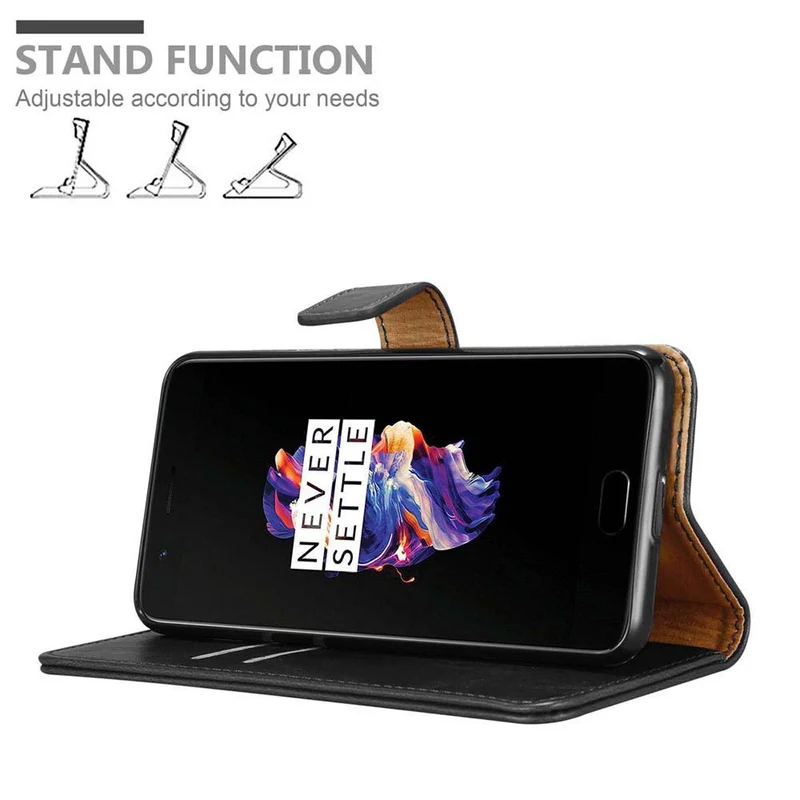 Cadorabo Hülle kompatibel mit OnePlus 5 Schutzhülle mit Magnetverschluss, Standfunktion und Kartenfach
