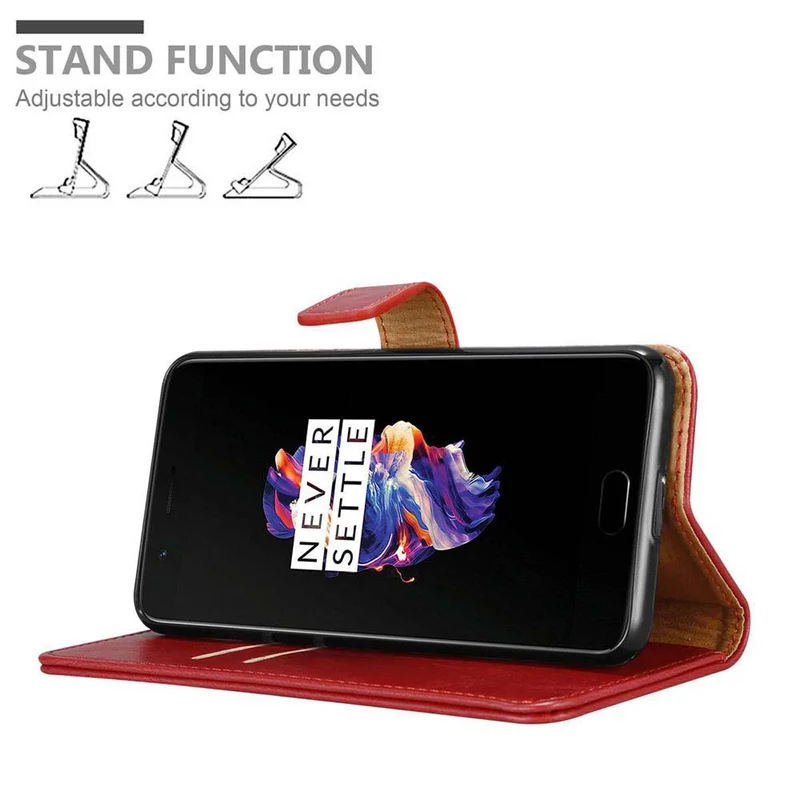 Cadorabo Hülle kompatibel mit OnePlus 5 Schutzhülle mit Magnetverschluss, Standfunktion und Kartenfach