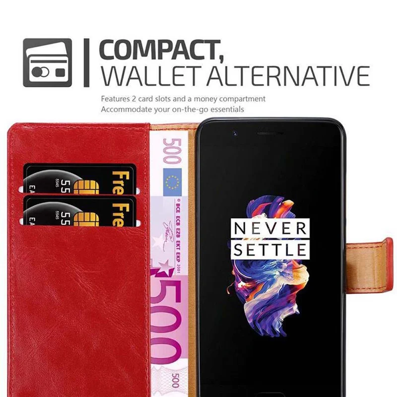 Cadorabo Hülle kompatibel mit OnePlus 5 Schutzhülle mit Magnetverschluss, Standfunktion und Kartenfach