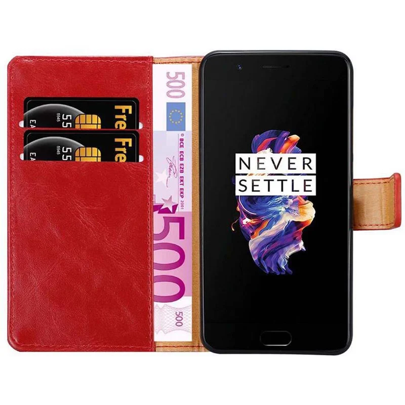 Cadorabo Hülle kompatibel mit OnePlus 5 Schutzhülle mit Magnetverschluss, Standfunktion und Kartenfach