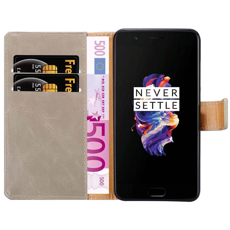 Cadorabo Hülle kompatibel mit OnePlus 5 Schutzhülle mit Magnetverschluss, Standfunktion und Kartenfach