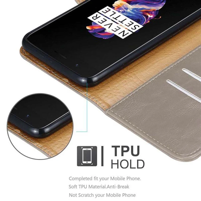 Cadorabo Hülle kompatibel mit OnePlus 5 Schutzhülle mit Magnetverschluss, Standfunktion und Kartenfach