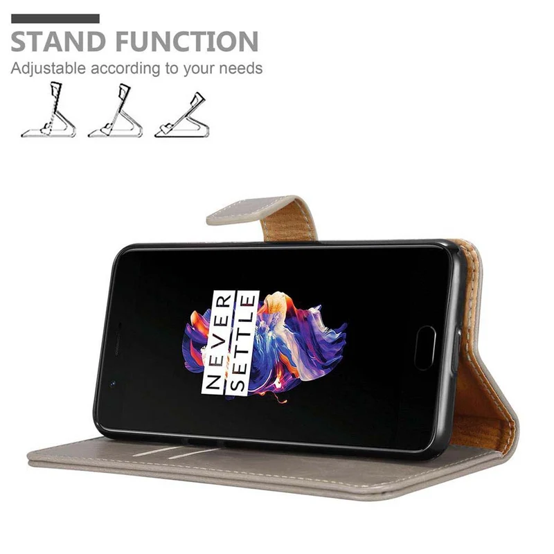 Cadorabo Hülle kompatibel mit OnePlus 5 Schutzhülle mit Magnetverschluss, Standfunktion und Kartenfach