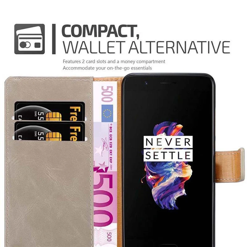 Cadorabo Hülle kompatibel mit OnePlus 5 Schutzhülle mit Magnetverschluss, Standfunktion und Kartenfach