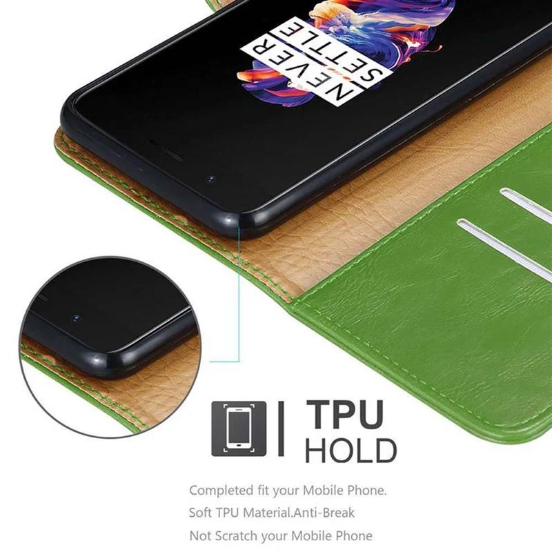 Cadorabo Hülle kompatibel mit OnePlus 5 Schutzhülle mit Magnetverschluss, Standfunktion und Kartenfach