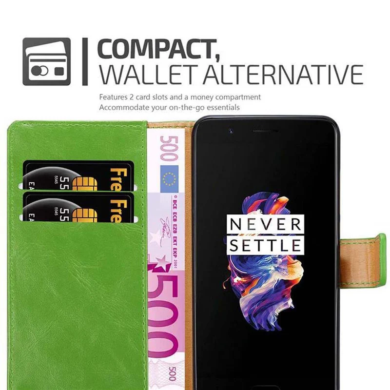Cadorabo Hülle kompatibel mit OnePlus 5 Schutzhülle mit Magnetverschluss, Standfunktion und Kartenfach