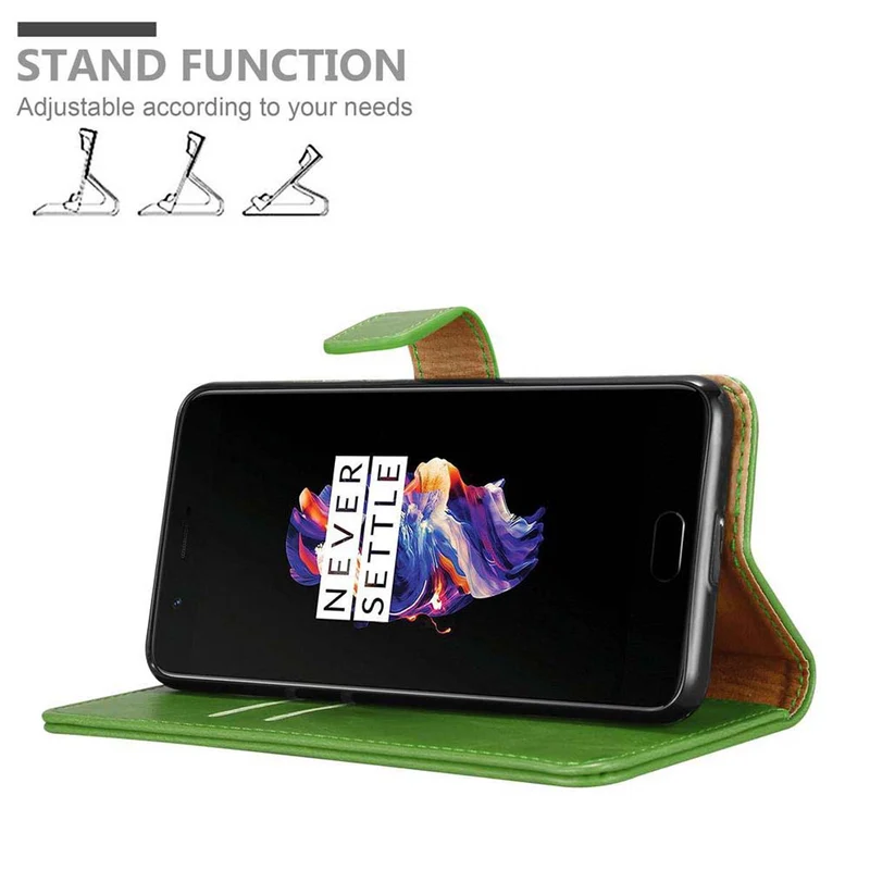 Cadorabo Hülle kompatibel mit OnePlus 5 Schutzhülle mit Magnetverschluss, Standfunktion und Kartenfach