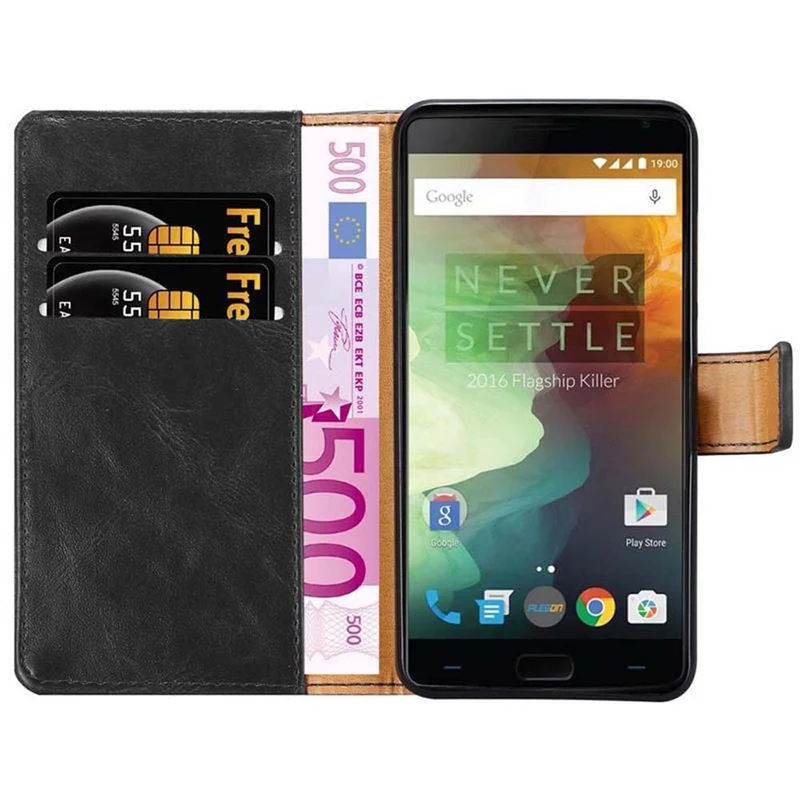 Cadorabo Hülle kompatibel mit OnePlus 2 Schutzhülle mit Magnetverschluss, Standfunktion und Kartenfach