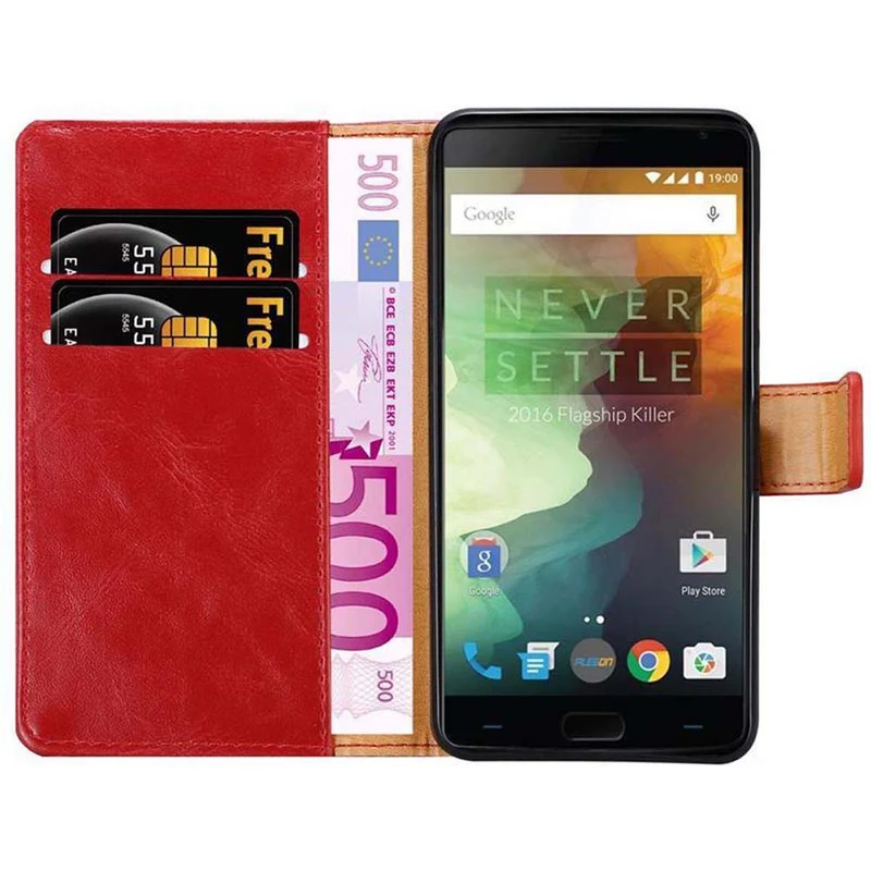 Cadorabo Hülle kompatibel mit OnePlus 2 Schutzhülle mit Magnetverschluss, Standfunktion und Kartenfach